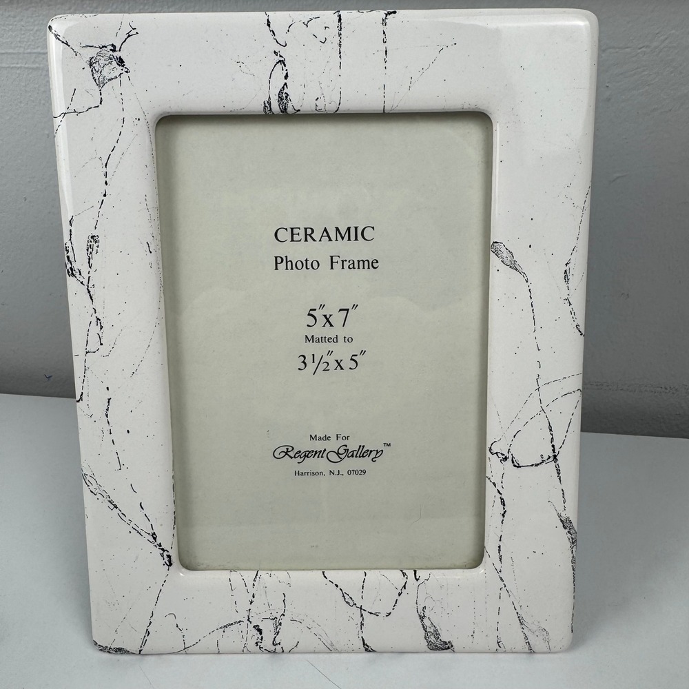 Vtg 90s Postmodern Abstract Ceramic Photo Frame Black White 5x7